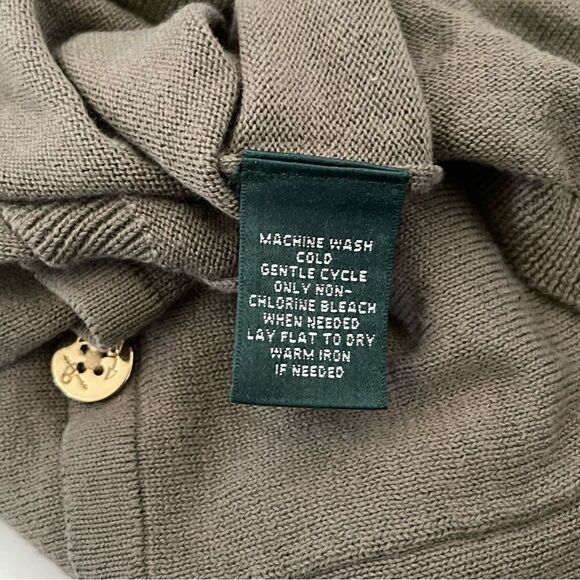 Lauren Ralph Lauren Sweater Top Size S V-neck Olive green - Picture 4 of 7